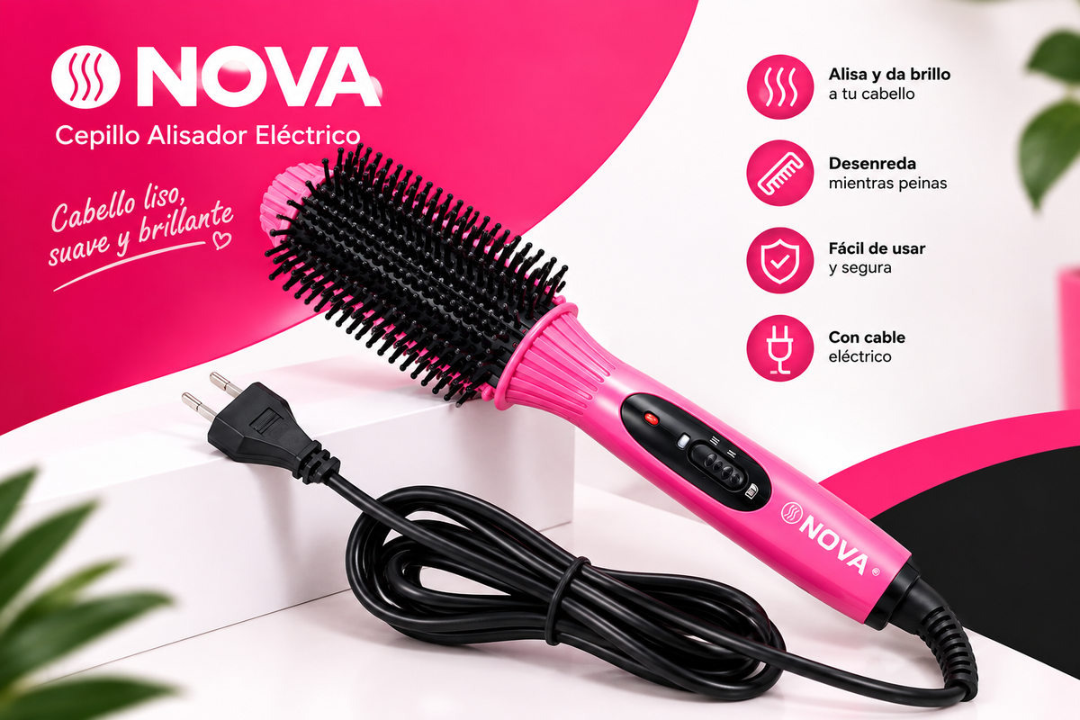 Cepillo Alisador Eléctrico para Cabello – Nova